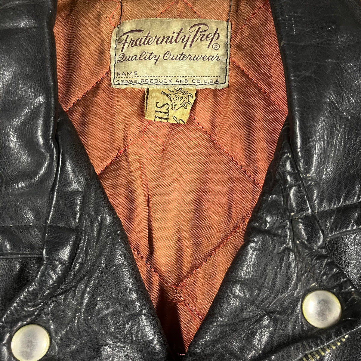 Vintage Fraternity Prep &quot;Sears Roebuck&quot; Leather Steerhide Motorcycle Jacket