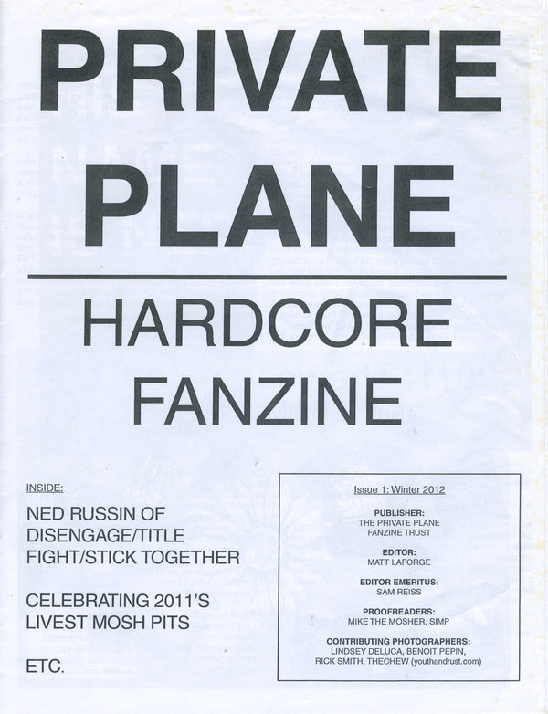 Private Plane Hardcore Fanzine Issue #1 - jointcustodydc