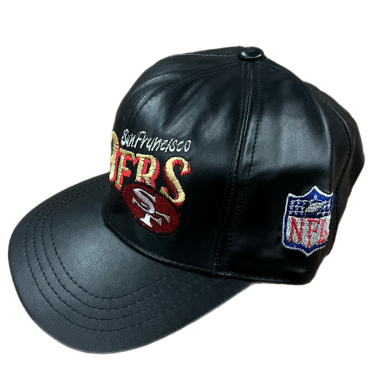 Vintage San Francisco 49ers &quot;Leather&quot; Made in USA Strapback Hat