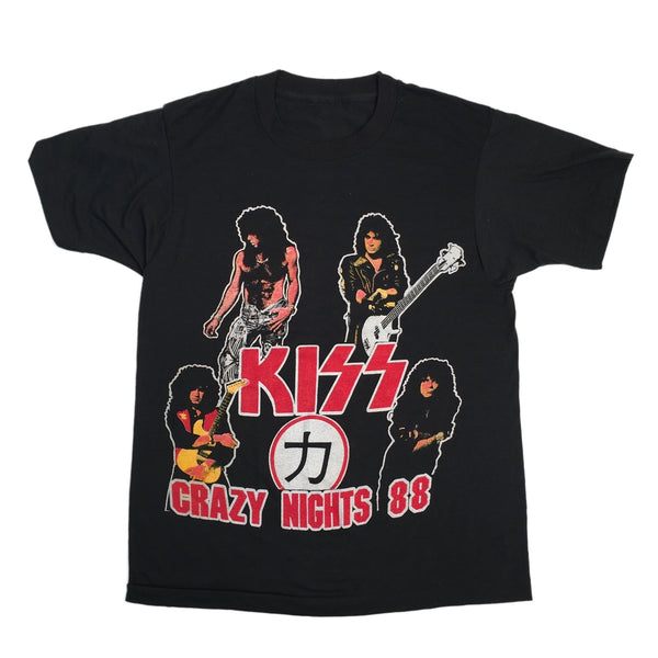 VINTAGE 1988 hot Kiss Crazy Nights Band Tee Tour Nugent Skull Raglan Baseball Tee L