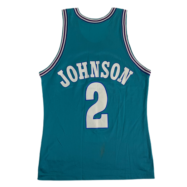 LARRY JOHNSON #2 Charlotte Hornets Champion Throwback Jersey Size 44 Vintage  90s