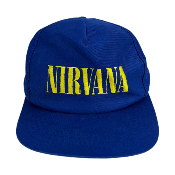 帽子 vintage 90s NIRVANA NEVERMIND Promo cap Nirvana 1991 Nevermind Tour Promo Baby Blue Yellow Hat