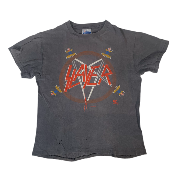 SLAYER T SHIRT 80'S CONCERT 1986-87 REIGN IN BLOOD TOUR SLAYER T SHIRT 80'S CONCERT 1986-87 REIGN IN BLOOD TOUR