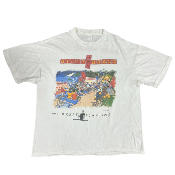 T-Shirt Billy Bragg Have Guitar Will Travel – 2 Lati, Unisex, Taglia XL, Bianca