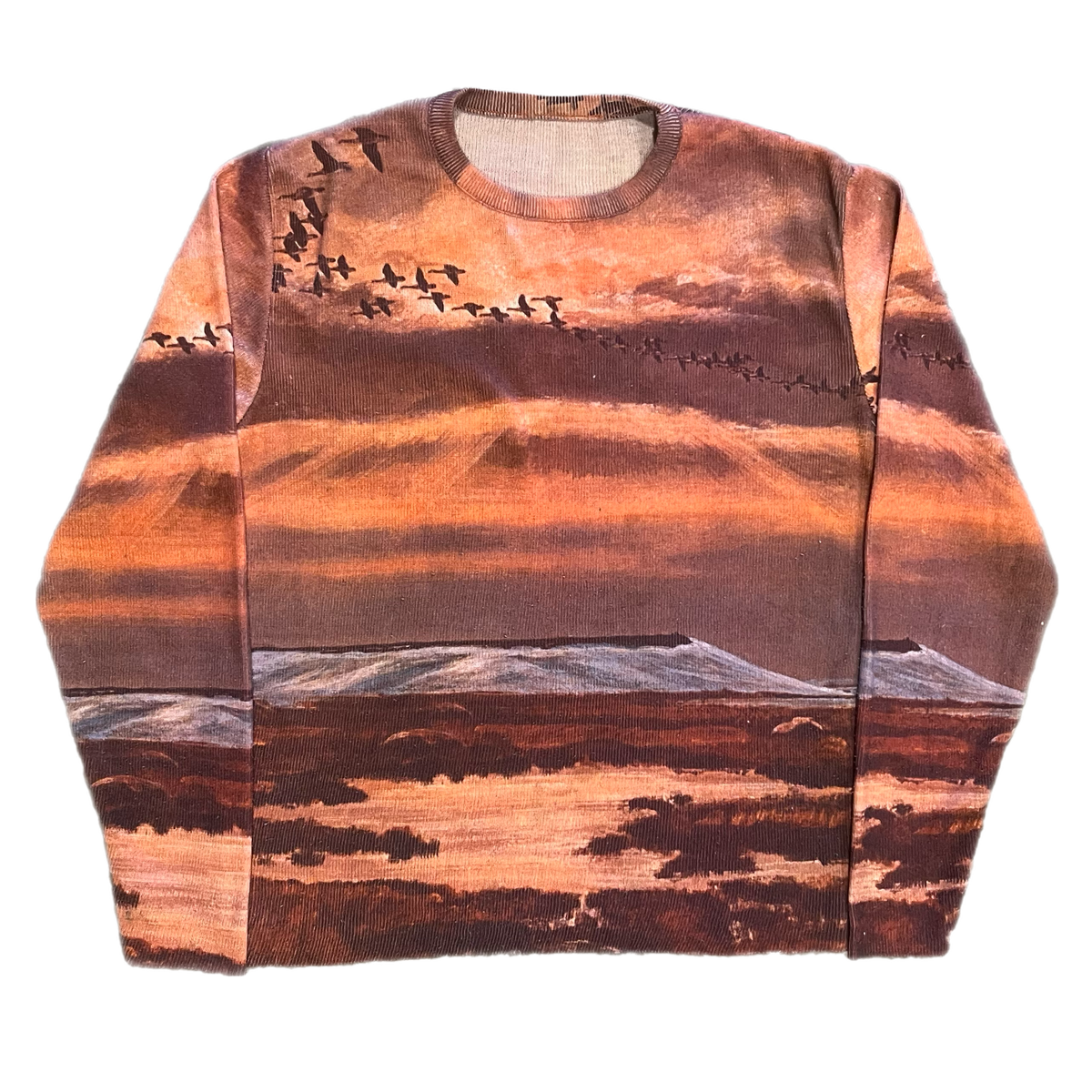 Vintage All Over Print &quot;Sea&quot; Long Sleeve Knit