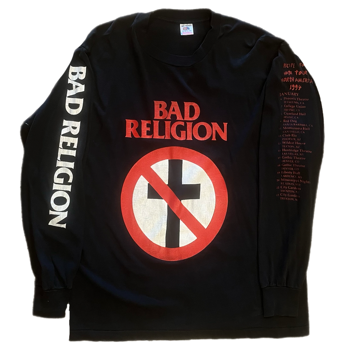 Vintage Bad Religion &quot;Recipe For Hate&quot; &#39;94 Tour Long Sleeve Shirt