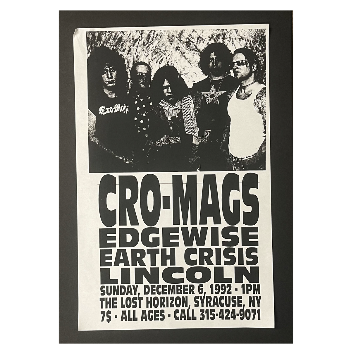 Vintage Cro-Mags Edgewise Earth Crisis Lincoln &quot;The Lost Horizon&quot; Show Poster