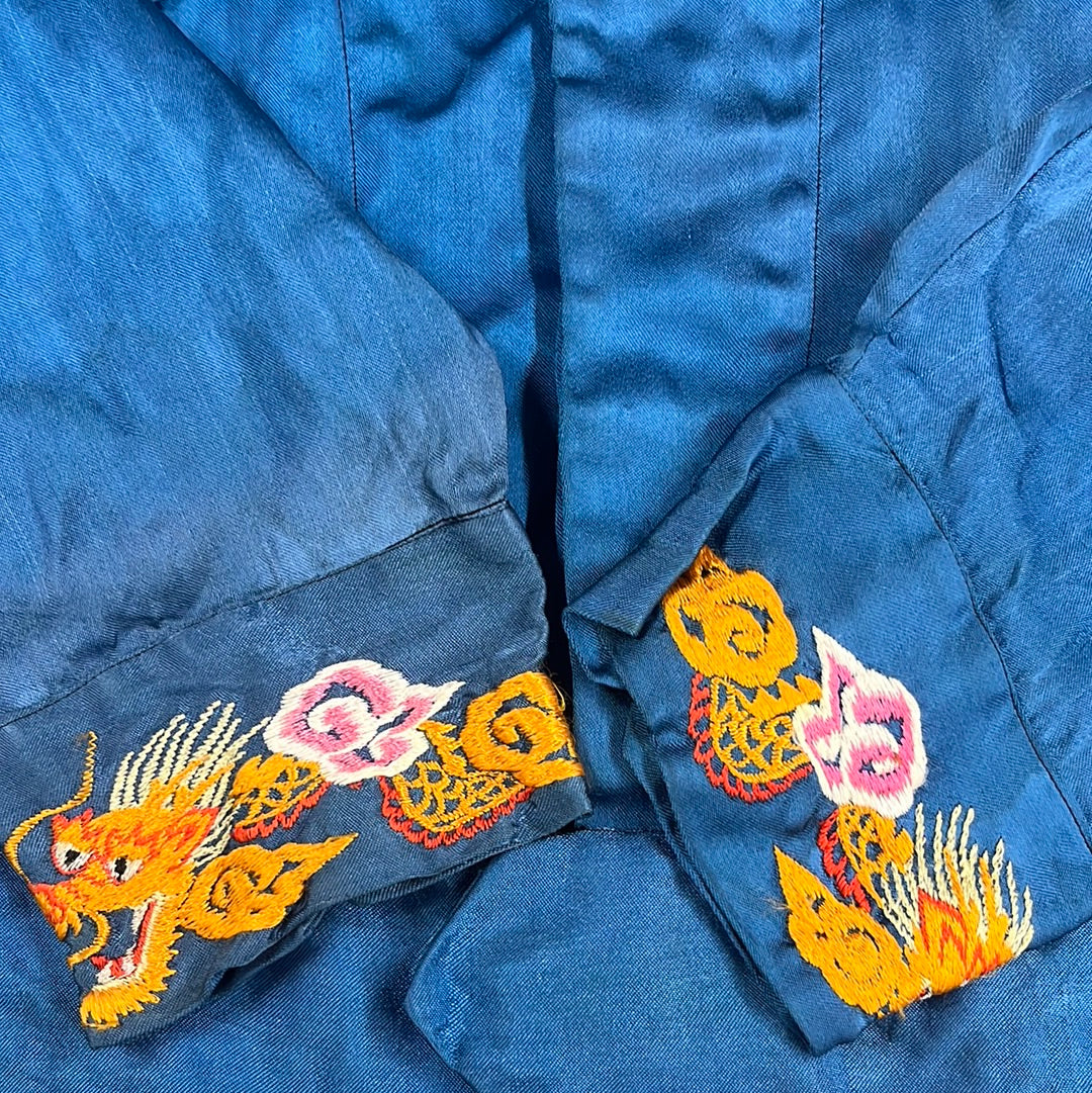 Vintage WWII Japanese Embroidered Silk &quot;Souvenir&quot; Tour Jacket