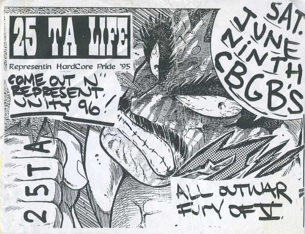 Vintage 25 ta Life All Out War Fury Of V "CBGB's" Show Flyer