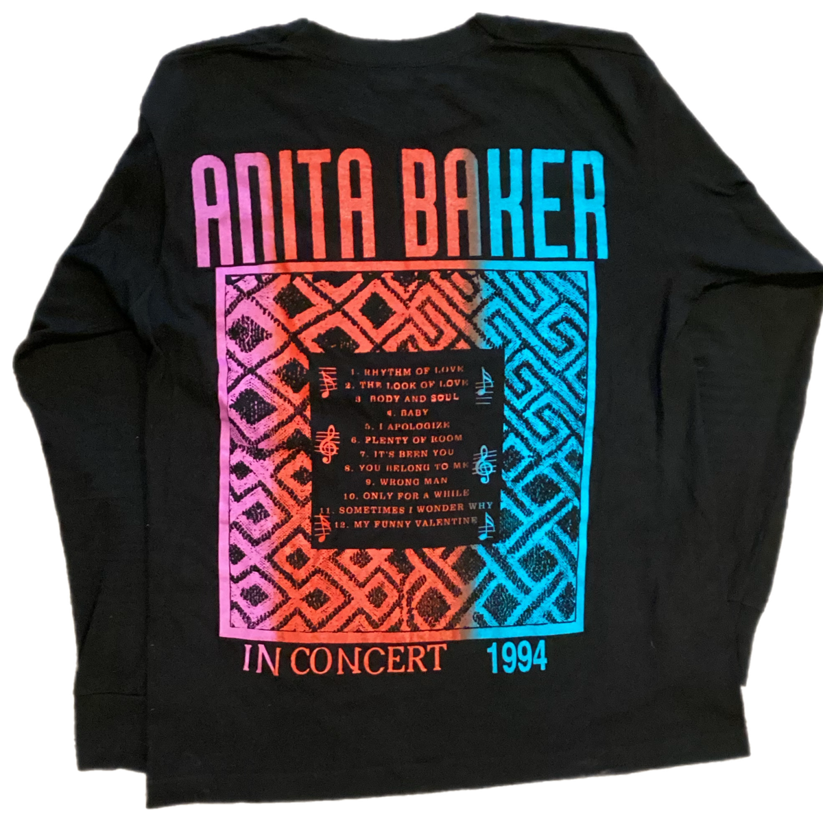 Vintage Anita Baker &quot;In Concert&quot; &#39;94 Long Sleeve Shirt