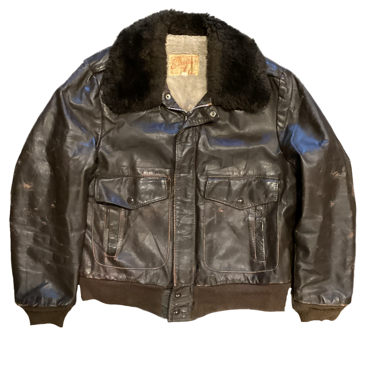 Vintage Excelled "Brown" Shearling Leather Aviator Jacket - jointcustodydc