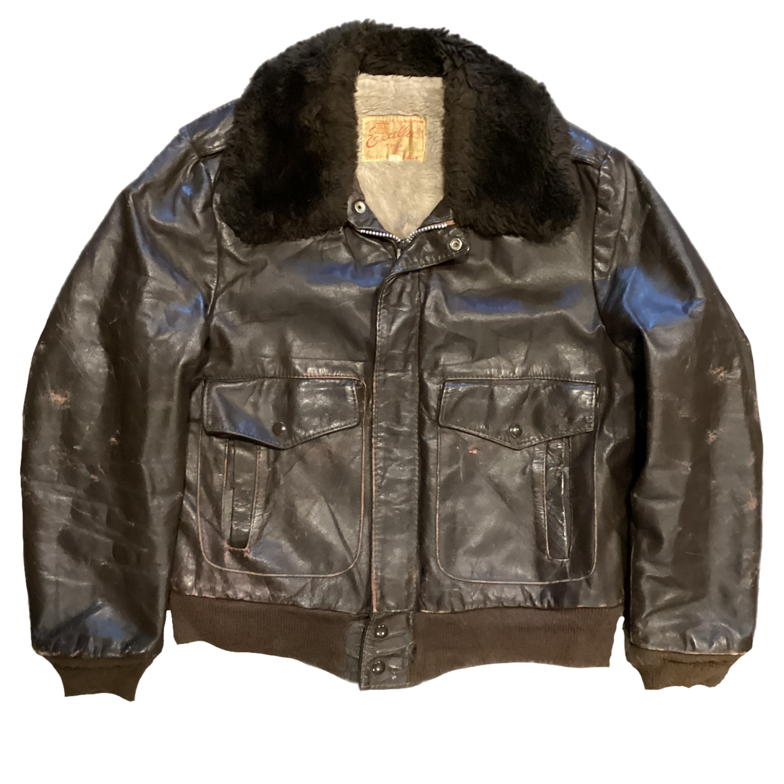 Vintage Excelled "Brown" Shearling Leather Aviator Jacket - jointcustodydc