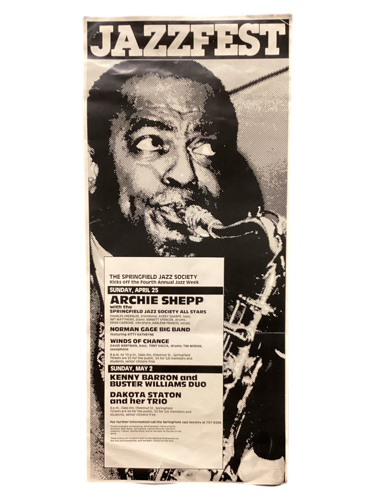 Vintage Springfield Jazz Society "Archie Shepp/Jazzfest" Poster