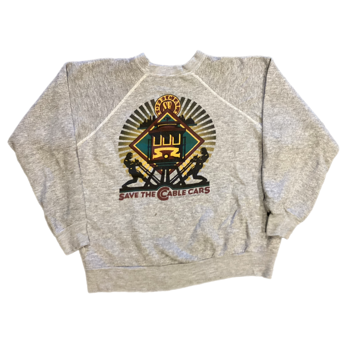 Vintage San Francisco &quot;Save The Cable Cars&quot; Raglan Crewneck Sweatshirt