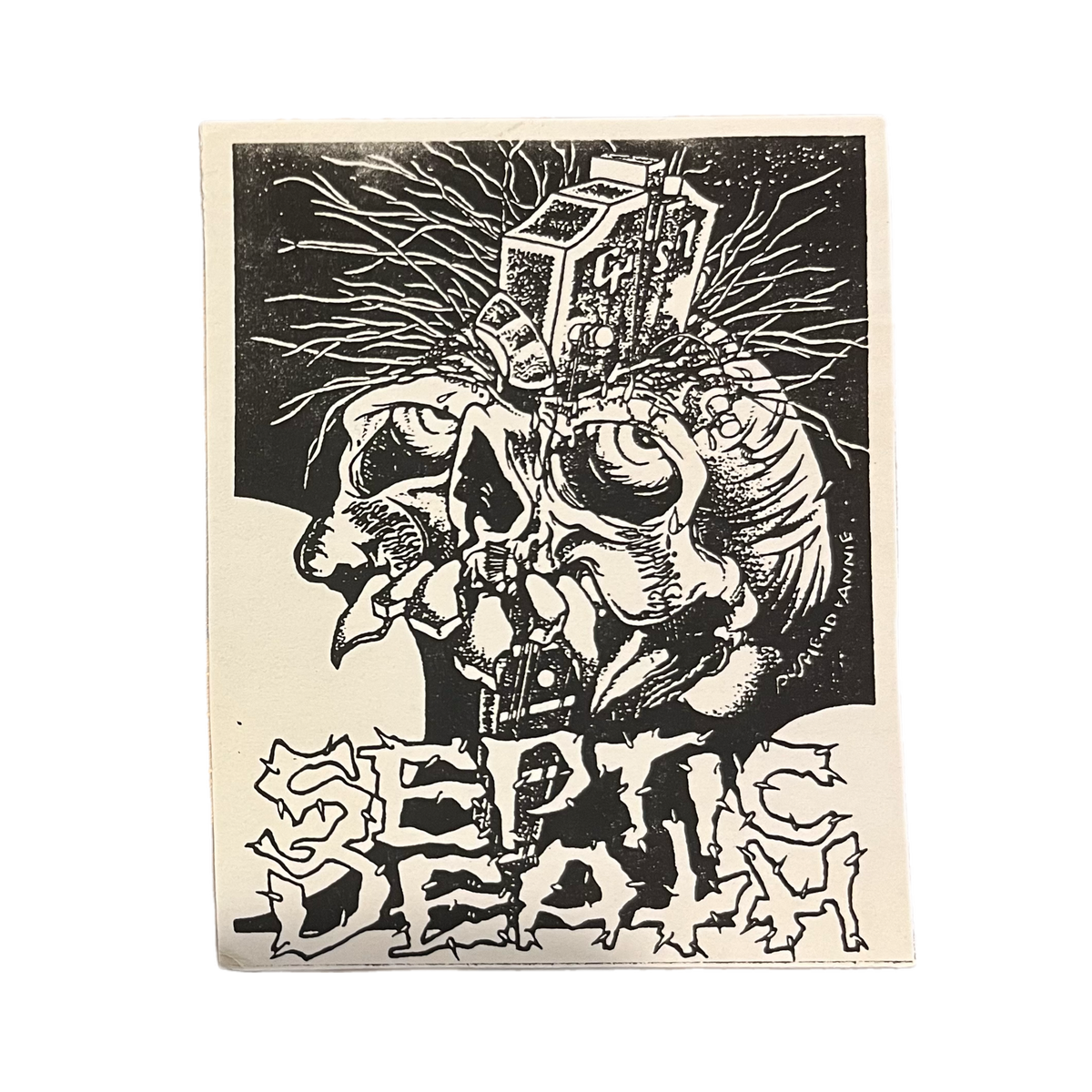 Vintage Septic Death &quot;Pushed + Annie&quot; Crack N&#39; Peel Sticker