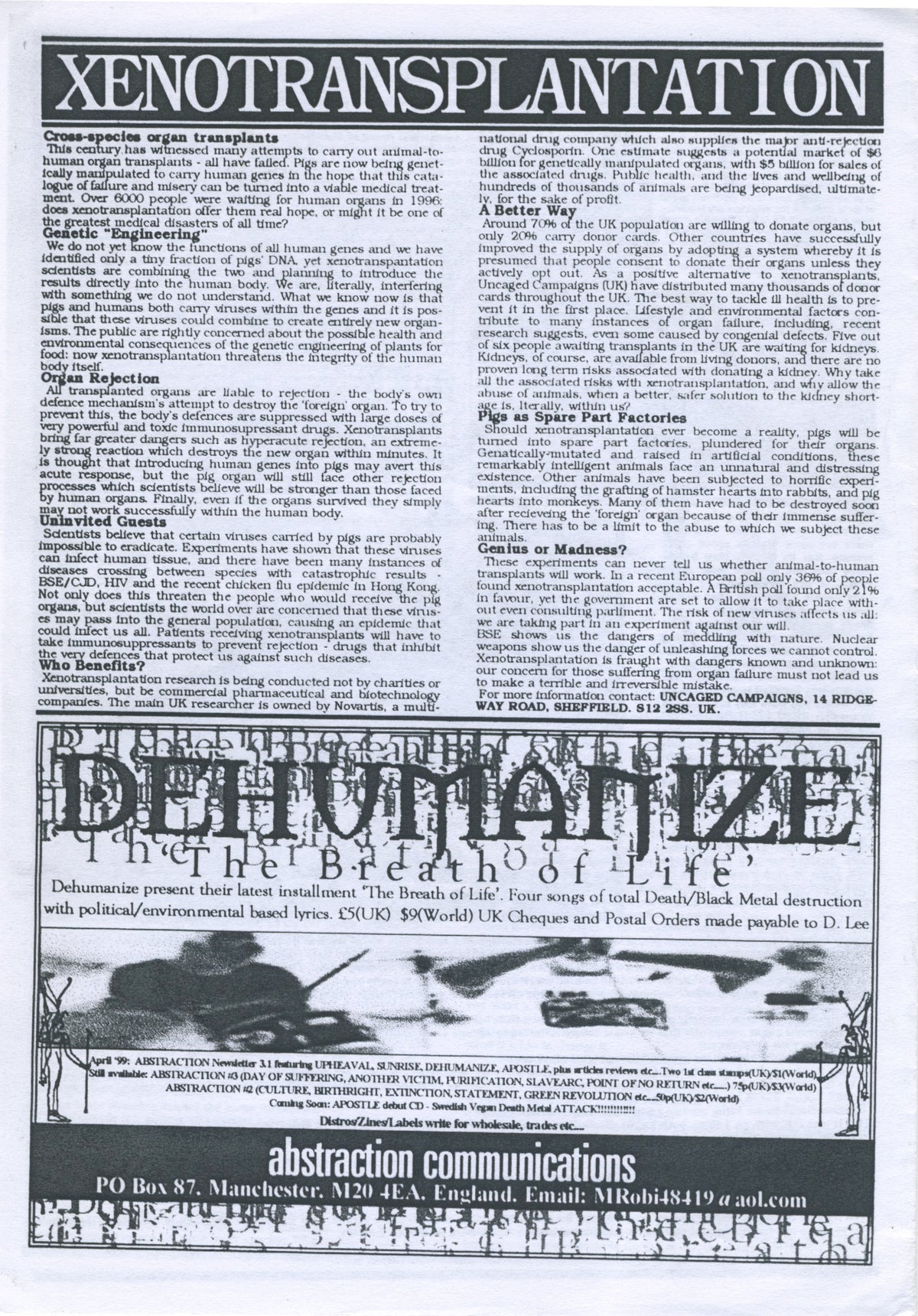 Vintage Abstraction Communications Newsletter 3.1 &quot;UK Vegan Straight Edge&quot;