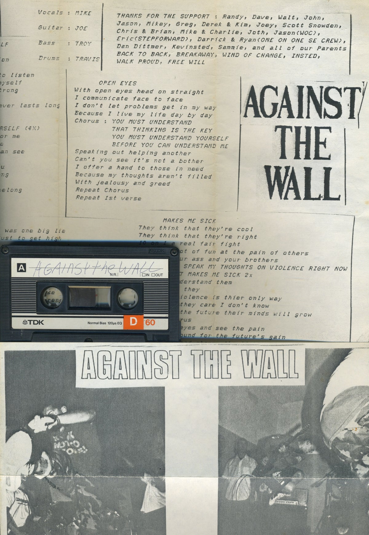 Vintage Against The Wall &quot;Sunset Beach, CA&quot; Demo Tape Includes Lyrics + Insert