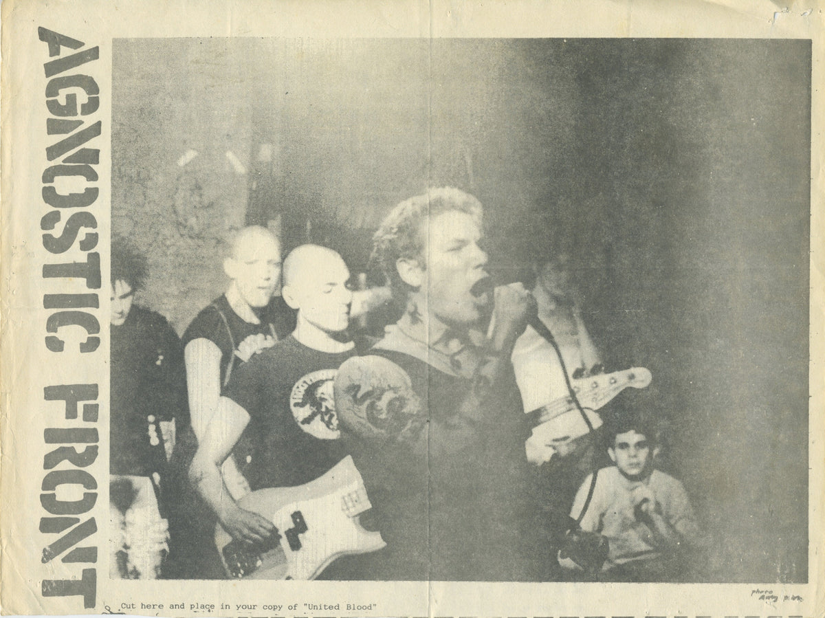 Vintage Agnostic Front "Schism Fanzine" #7 '87 2-Sided Insert - jointcustodydc