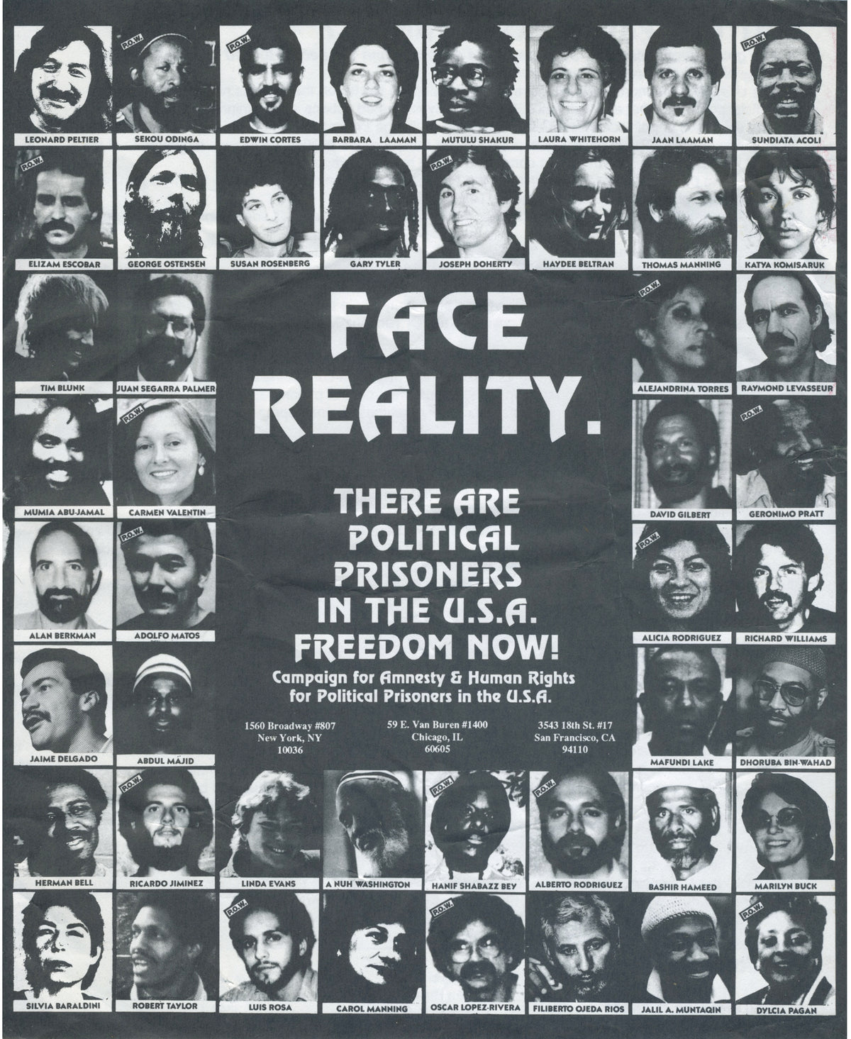 Vintage Freedom Now! &quot;Political Prisoners&quot; Double-sided Flyer