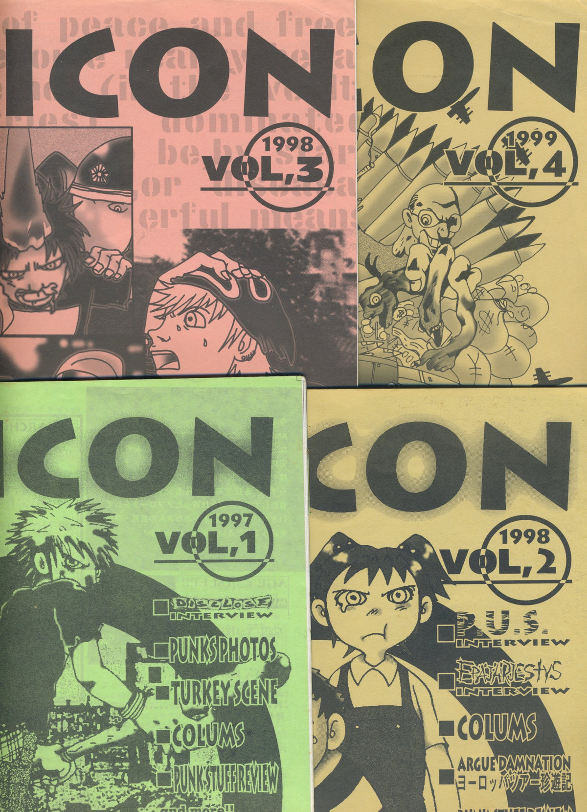 Vintage Anarcho Icon &quot;Japanese Anarcho Punk&quot; Fanzine Issues 1-4 + Vol. 4.5