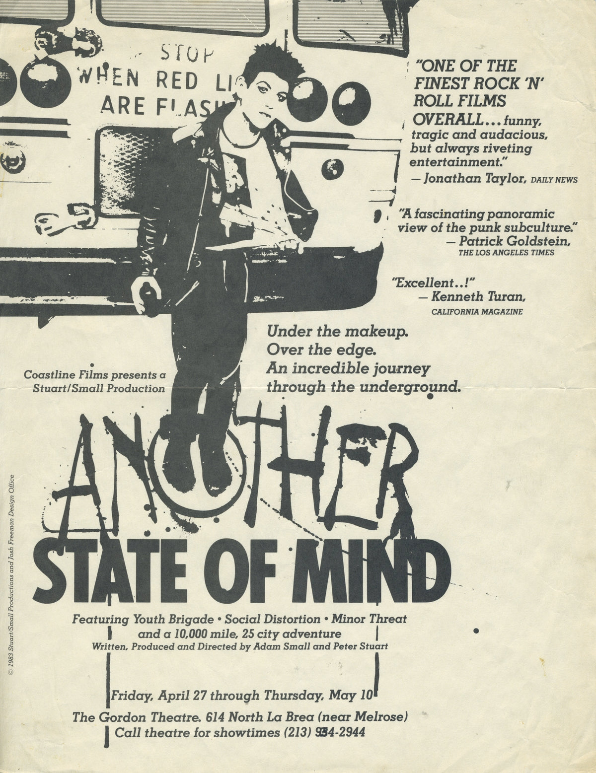 Vintage Another State Of Mind "The Gordon Theatre" Showing Flyer - jointcustodydc
