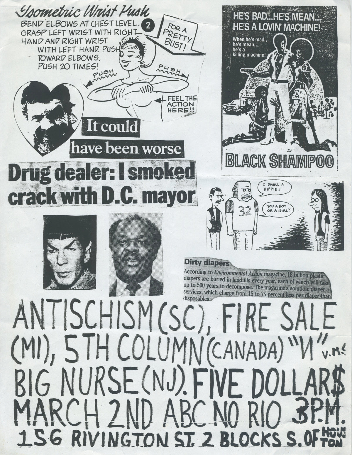 Vintage Antischism Fire Sale 5th Column Big Nurse &quot;ABC No Rio&quot; NYC Show Flyer