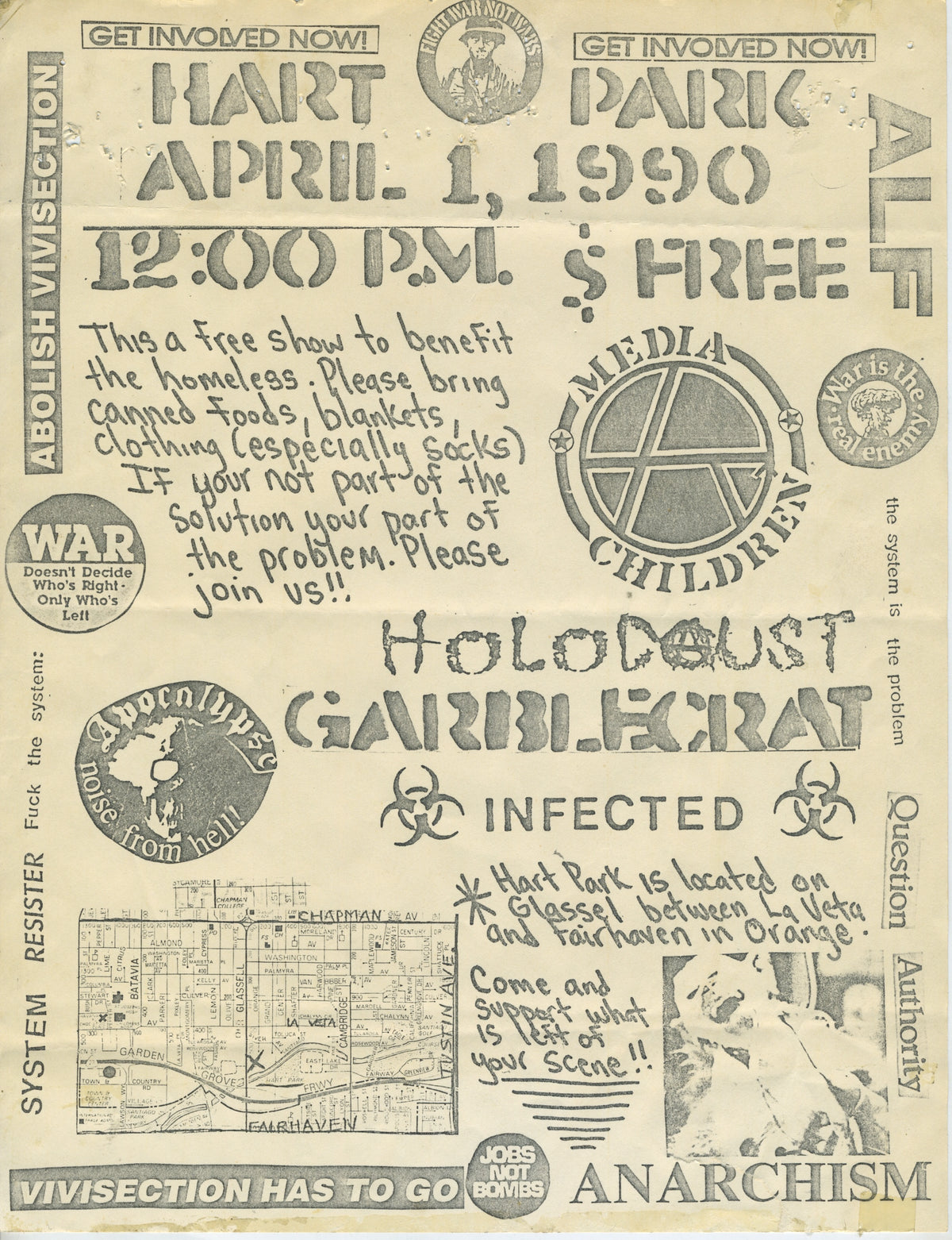 Vintage Media Children Holocaust Apocalypse Garblecrat Infected &quot;HART PARK&quot; Benefit Flyer