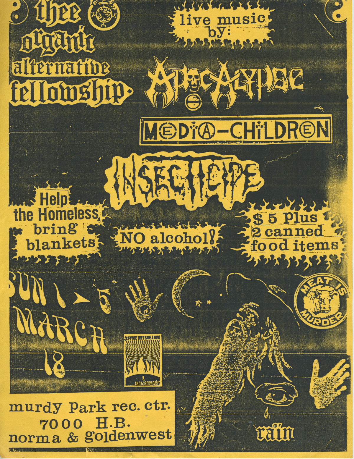 Vintage Apocalypse Media Children Insecticide "Murdy Park Recreation Center" Huntington Beach, CA Flyer