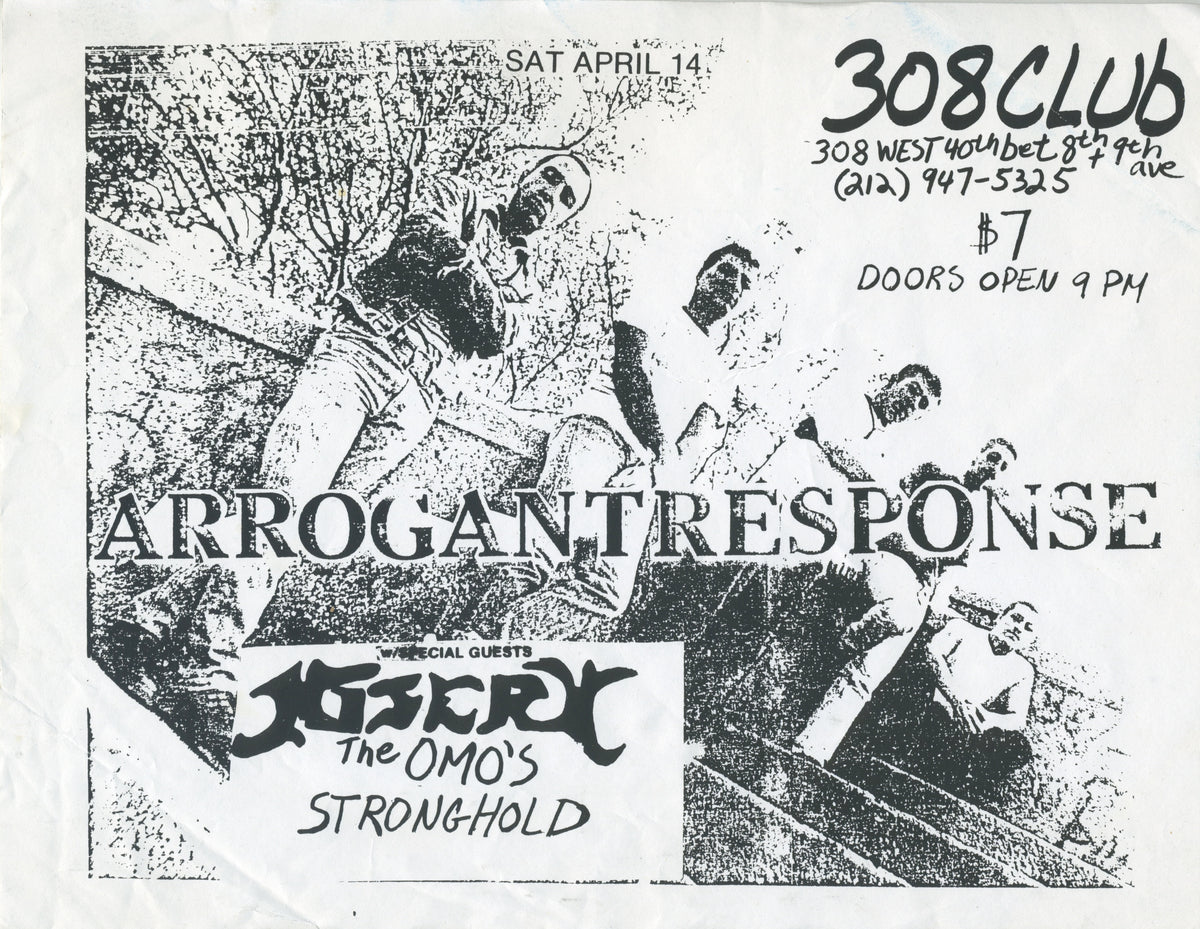 Vintage Arrogant Response &quot;308 Club&quot; NYC Show Flyer