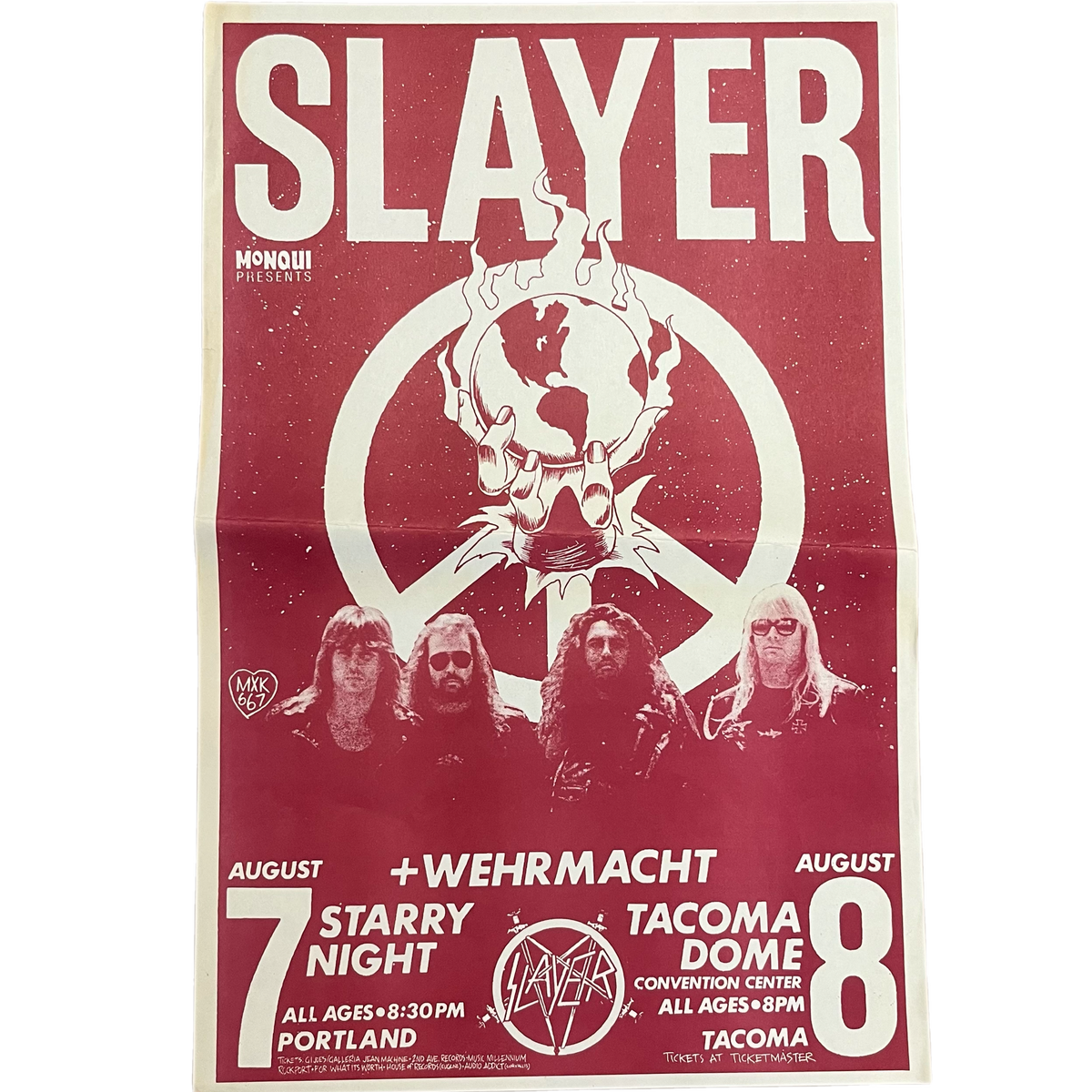 Vintage Slayer + Wehrmacht  &quot;Tacoma Dome + Starry Night&quot; 2 Night South Of Heaven Offset Print