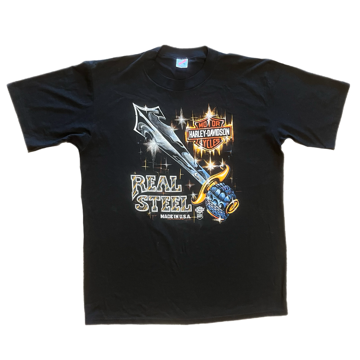 Vintage Harley-Davidson Real Steel &quot;Satan&#39;s Cycle&quot; Rockville, MD &#39;81 R.K. Stratman T-Shirt