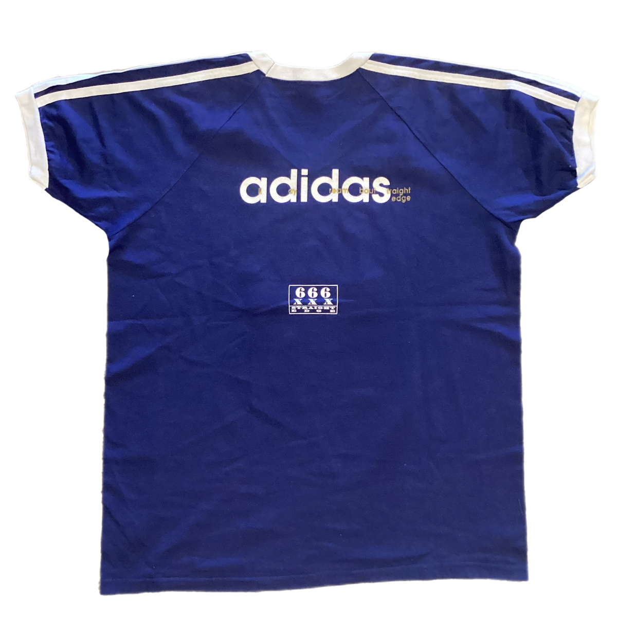 Vintage ADIDAS "All Day I Dream About Straight Edge" 666 Ringer Shirt