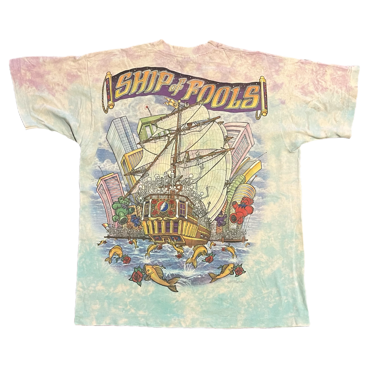 Vintage Grateful Dead "Ship Of Fools" Tie-Dye T-Shirt