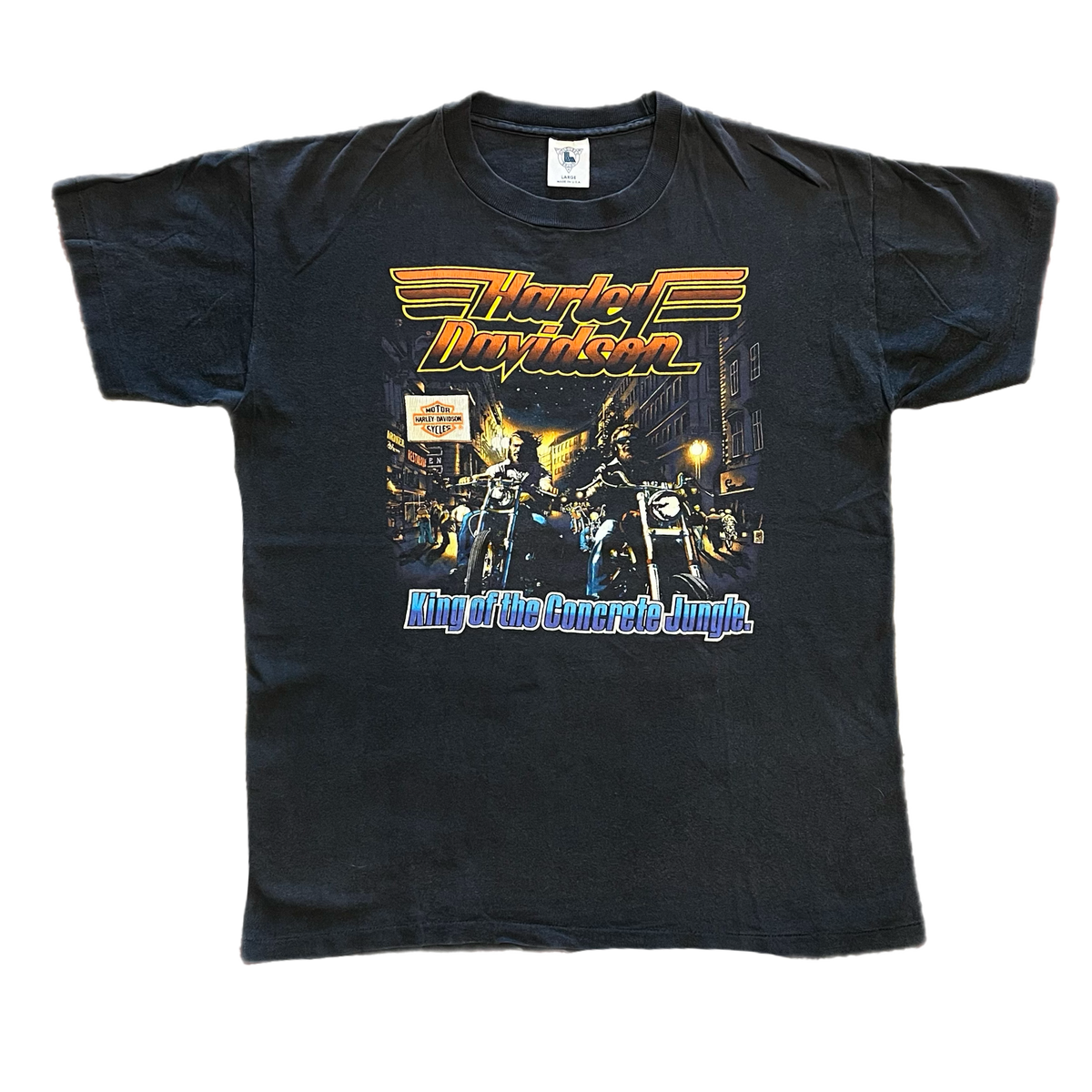 Vintage Harley Davidson "King Of The Concrete Jungle" Doc's Motorcycle Parts Waterbury, CT T-Shirt