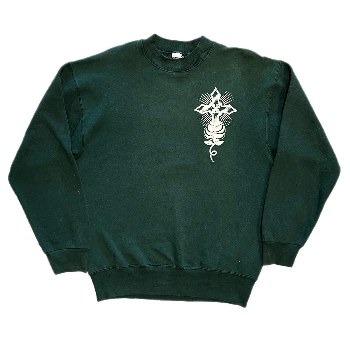 Vintage Jesus Christ "Holy Cross" Crewneck '90s Forest Green Sweatshirt
