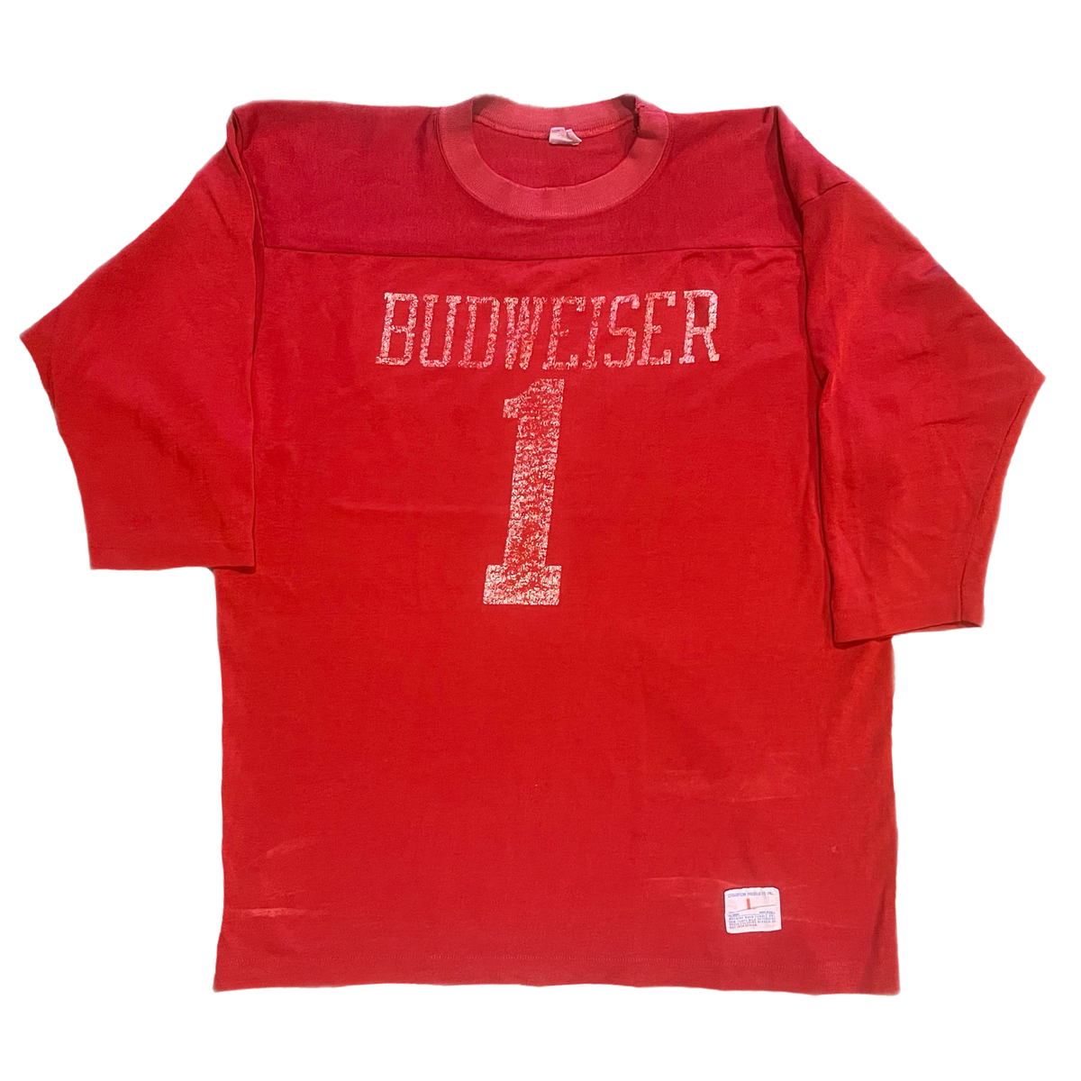 Vintage Champion Blue Bar "Budweiser" #1 Football Jersey