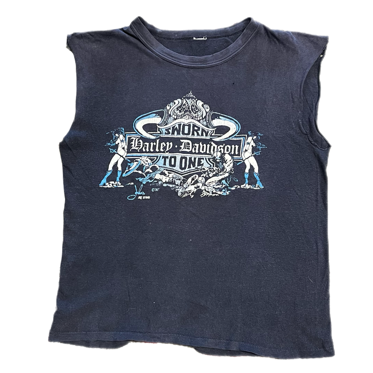 Vintage Harley-Davidson "Routt's Cycle Center" John Jordan Art Studio Hyattsville, MD Cut Shirt