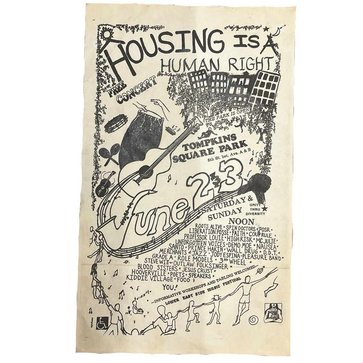 Vintage Tompkins Square Park Bandshell "Lower East Side Music Festival" Poster