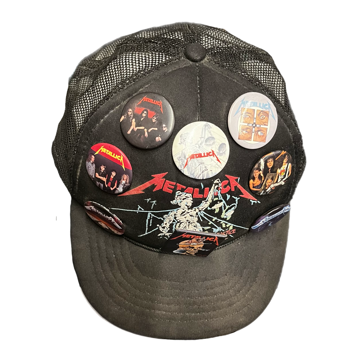 Vintage Metallica "And Justice For All" Trucker Hat + Pins
