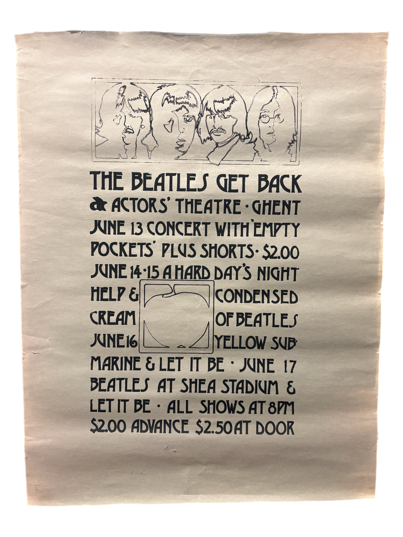 Vintage The Beatles "Ghent, NY 1970s Movie Screenings Series" Poster - jointcustodydc