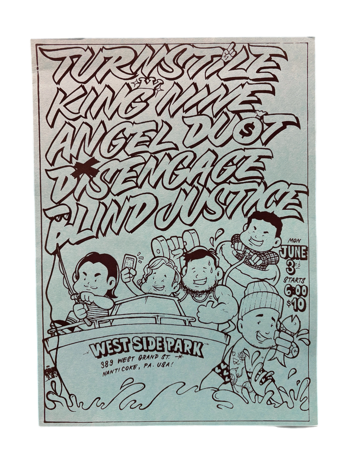 Vintage Turnstile/King Nine/Angel Dust "West Side Park Nanticoke PA" 2013 Show Flyer - jointcustodydc