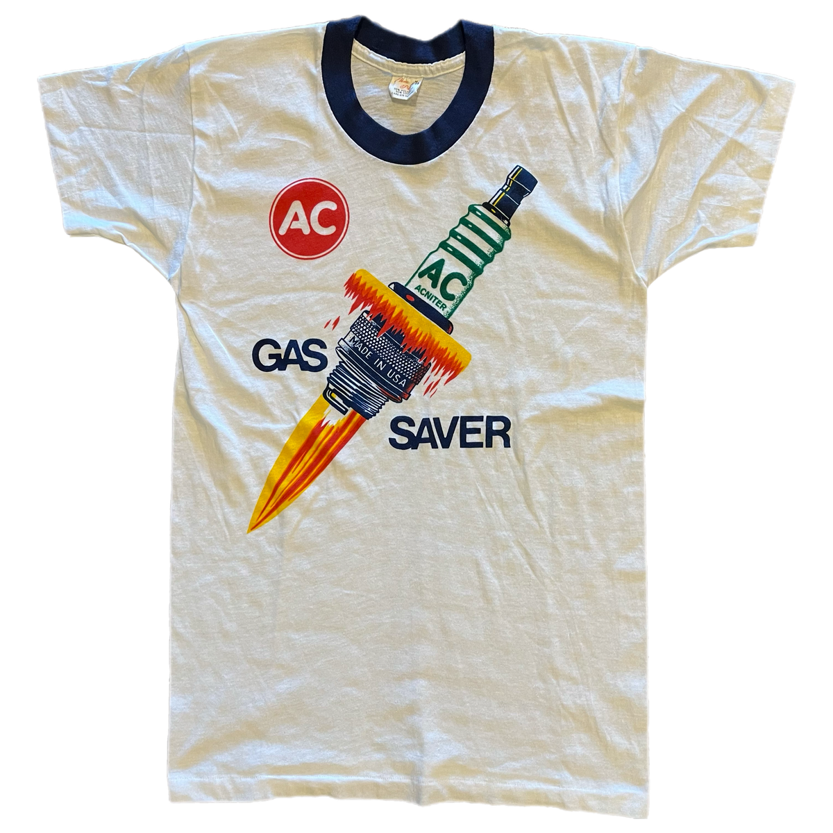 Vintage AC Acniter Spark Plugs "Made In USA" Ringer Shirt - jointcustodydc