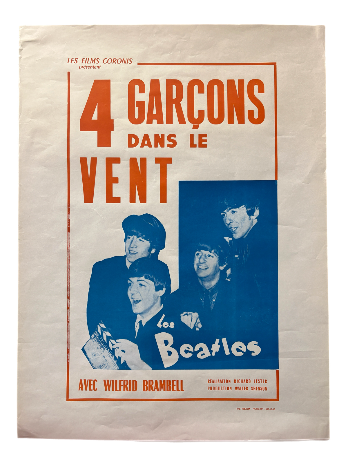 Vintage The Beatles "A Hard Day's Night" French Movie Poster