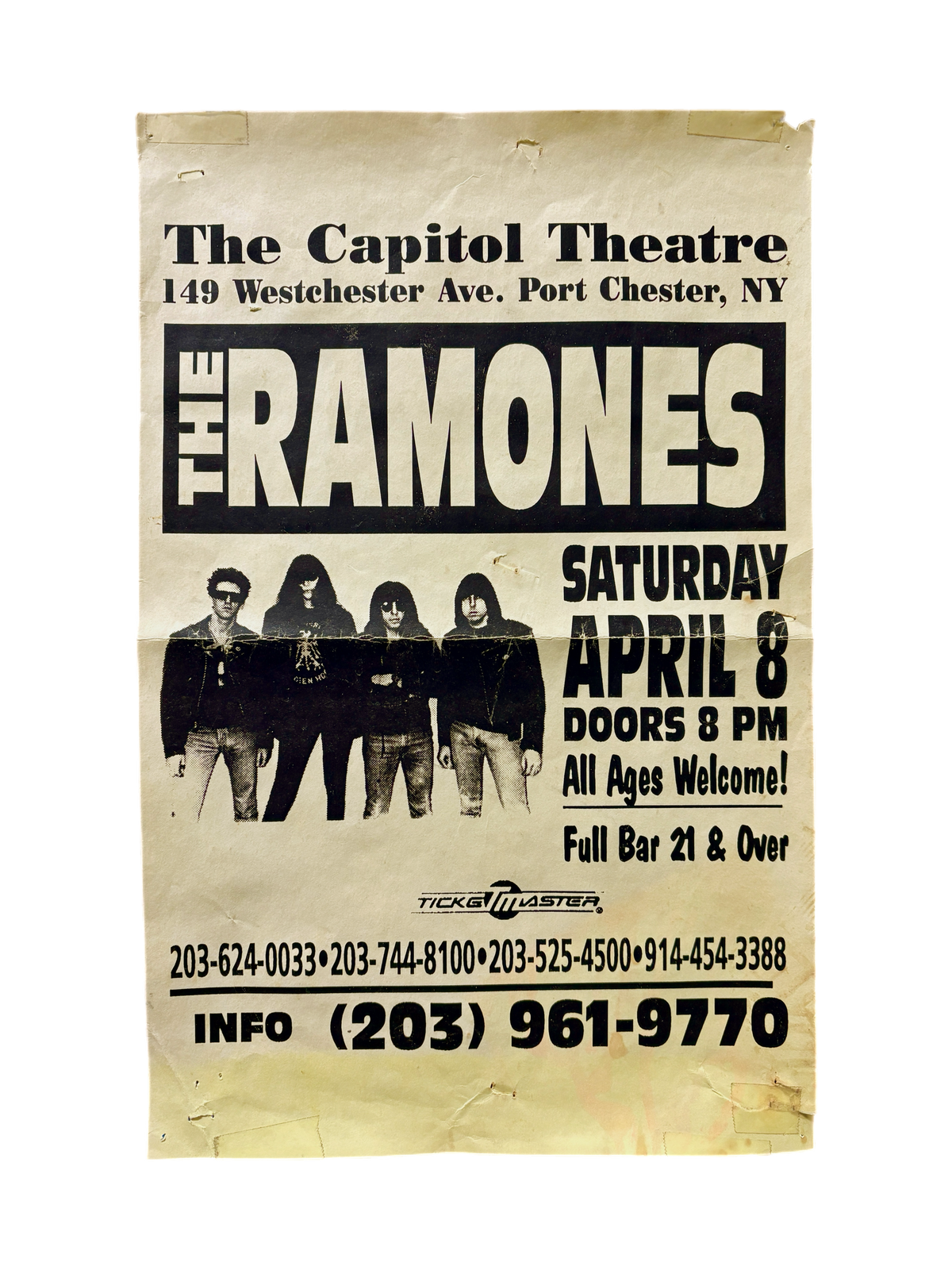 Vintage Ramones "Capitol Theater, 1995" Concert Poster