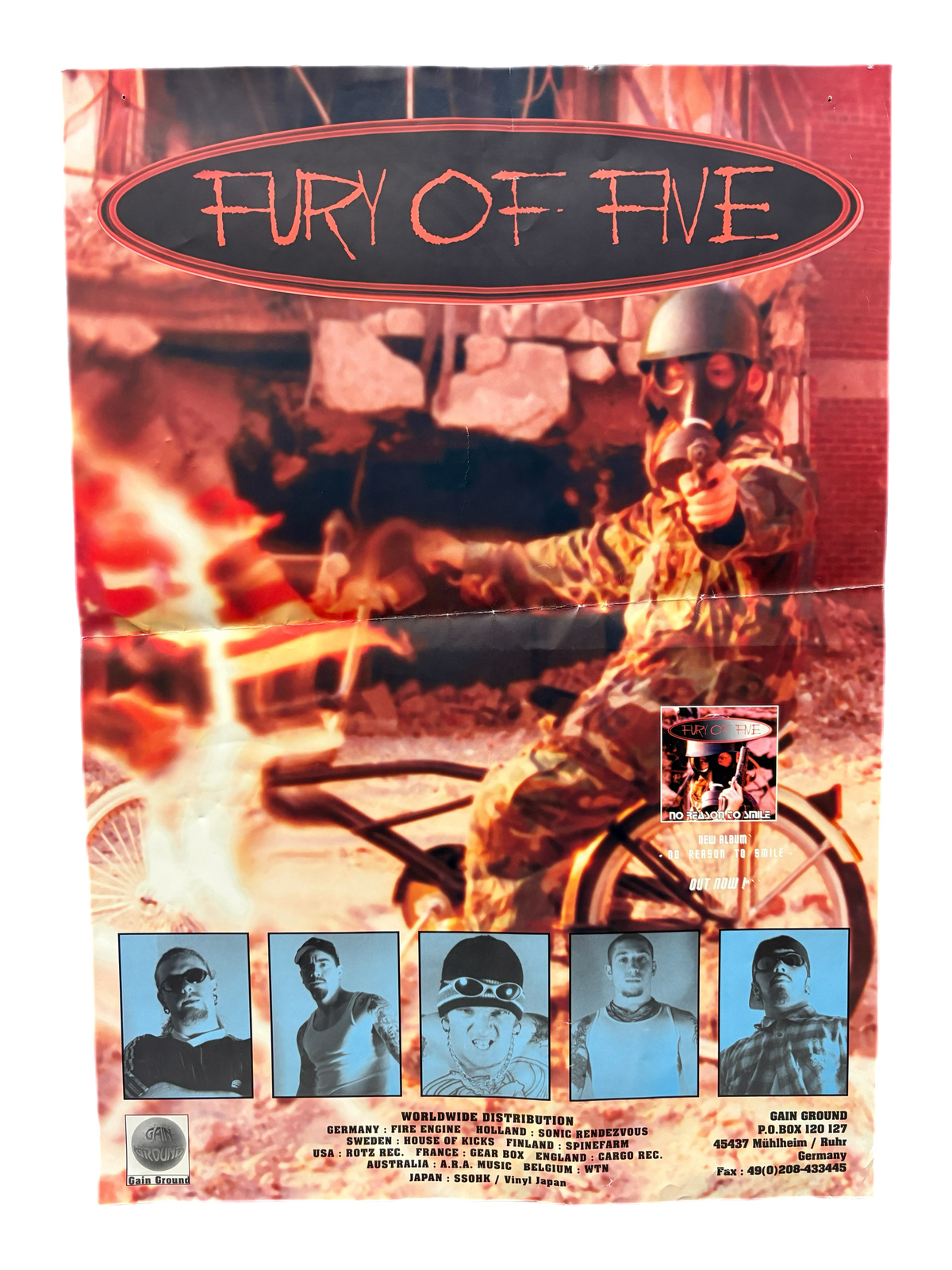 Vintage Fury Of Five "No Reason To Smile" Gain Ground Promotional Poster - jointcustodydc