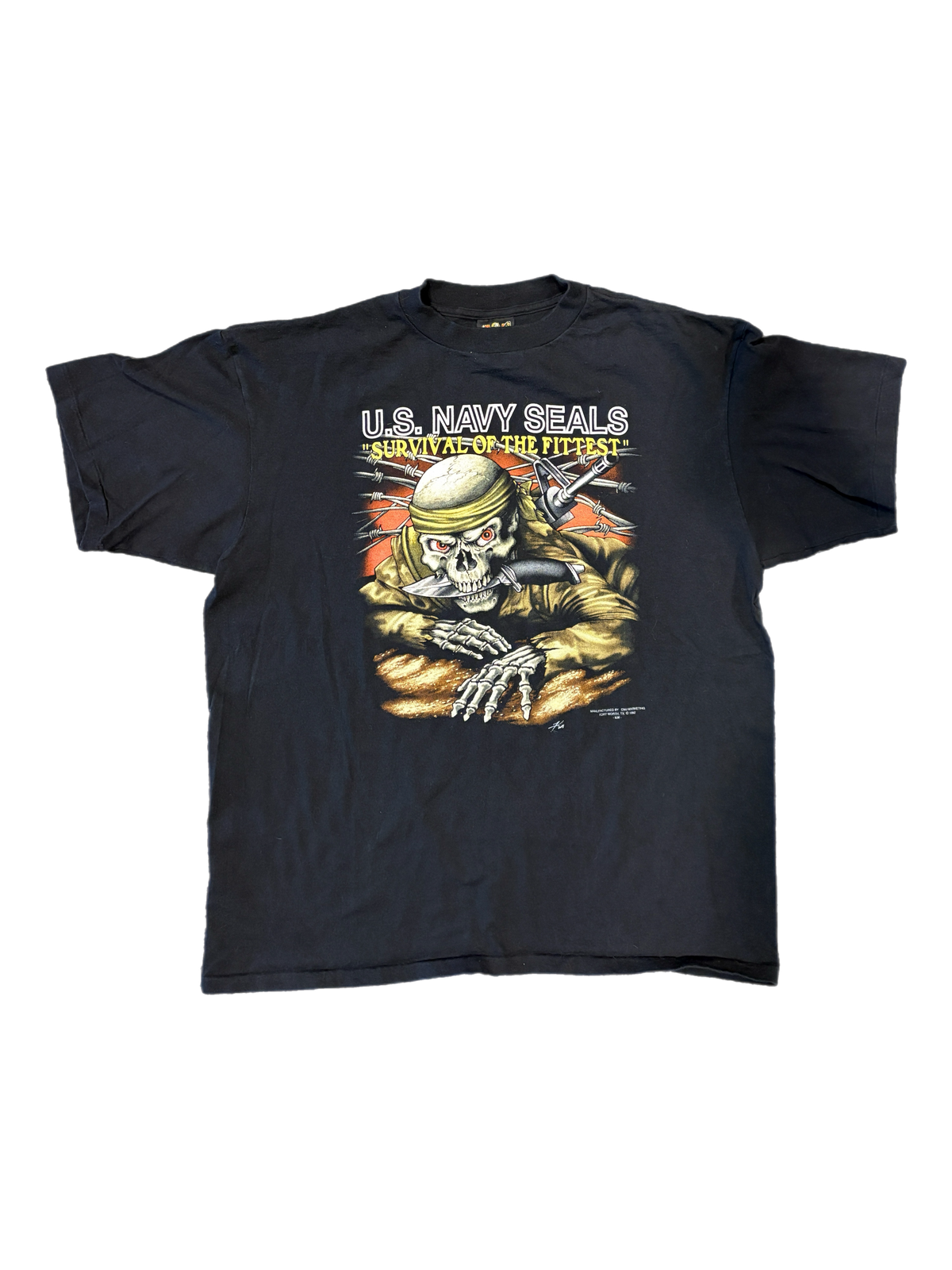 Vintage U.S. Navy Seals "Survival of the Fittest" 3D Emblem Shirt - jointcustodydc