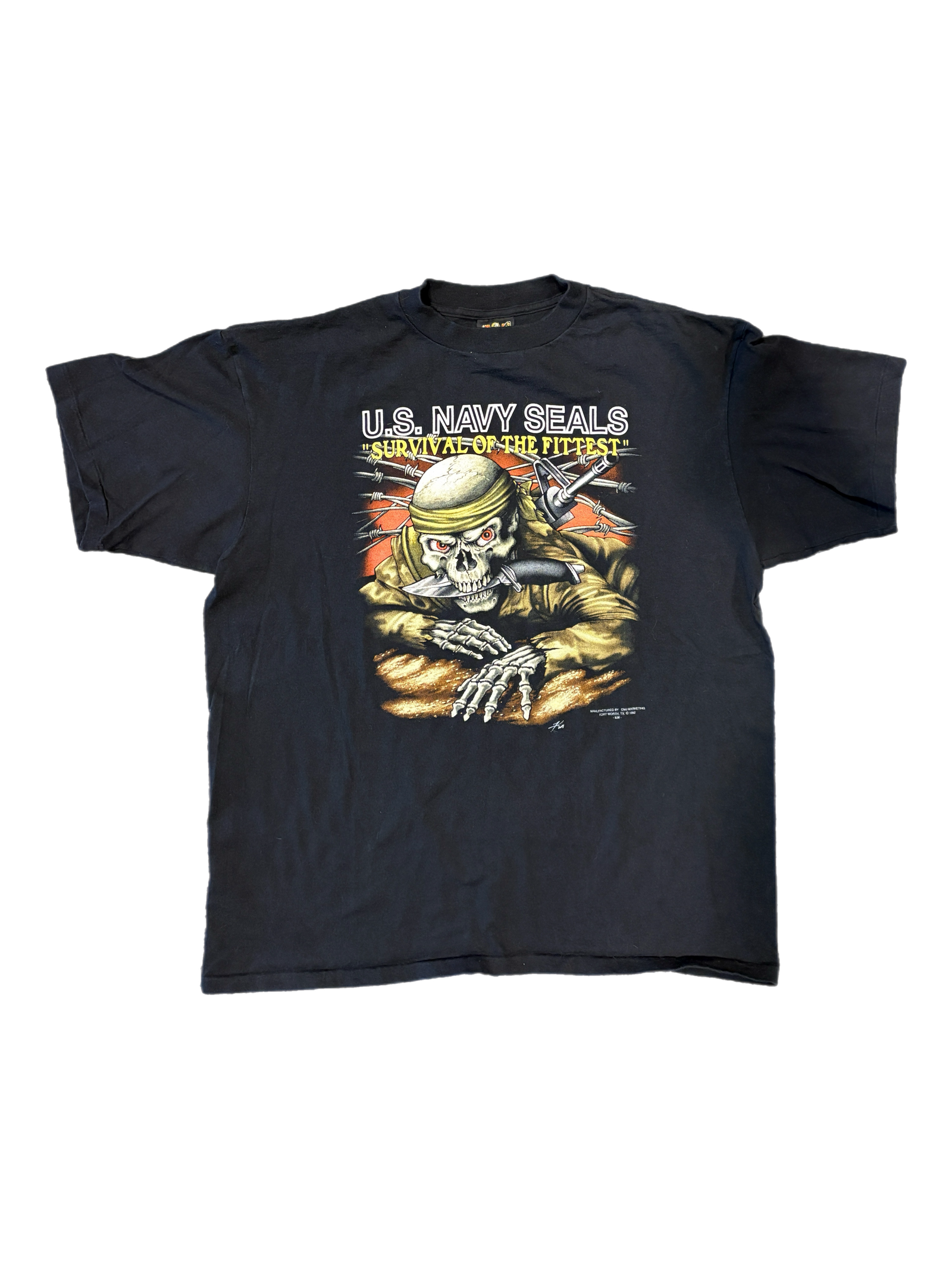 Vintage U.S. Navy Seals "Survival of the Fittest" 3D Emblem Shirt - jointcustodydc