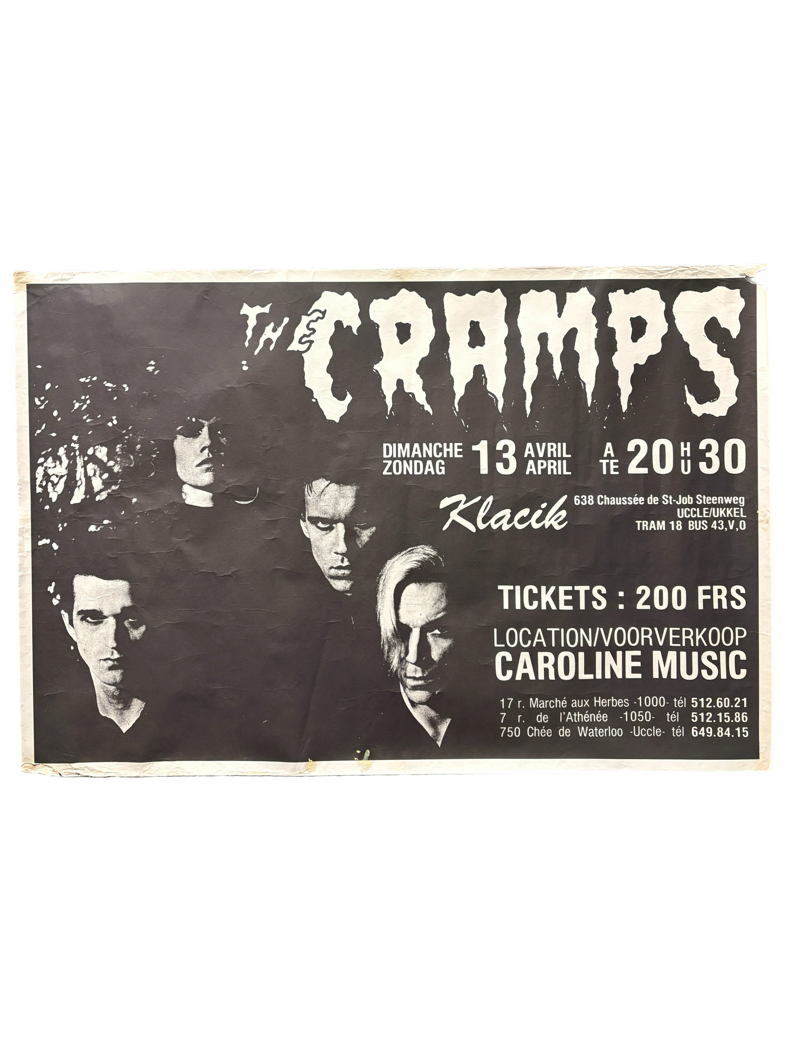 Vintage The Cramps "Live at The Klacik 1980" Belgian Concert Poster - jointcustodydc