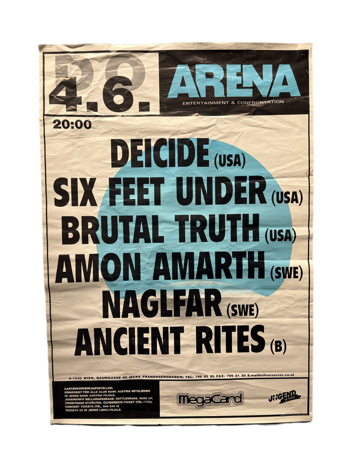 Vintage Deicide/Six Feet Under et al. "Vienna 1998" Concert Poster