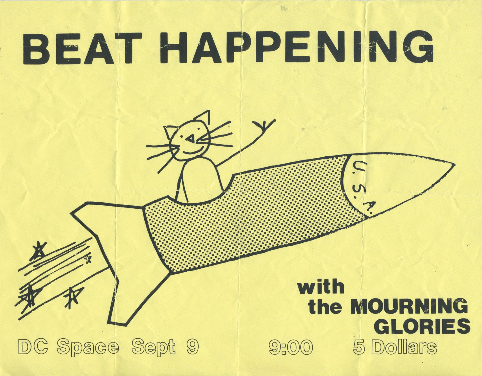 Vintage Beat Happening Mourning Glories "DC Space" Show Flyer - jointcustodydc